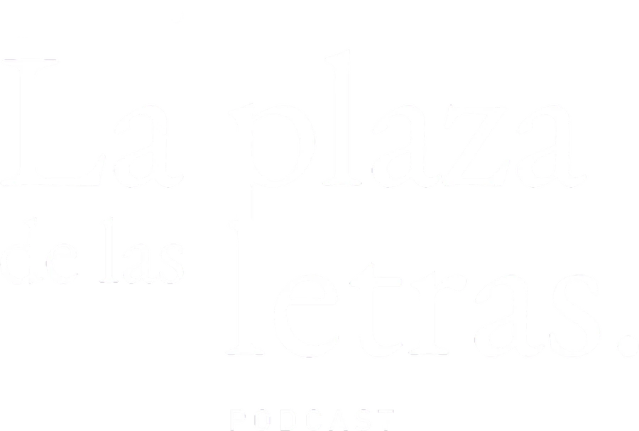 Logotipo de La Plaza de las Letras, pódcast (versión en blanco)